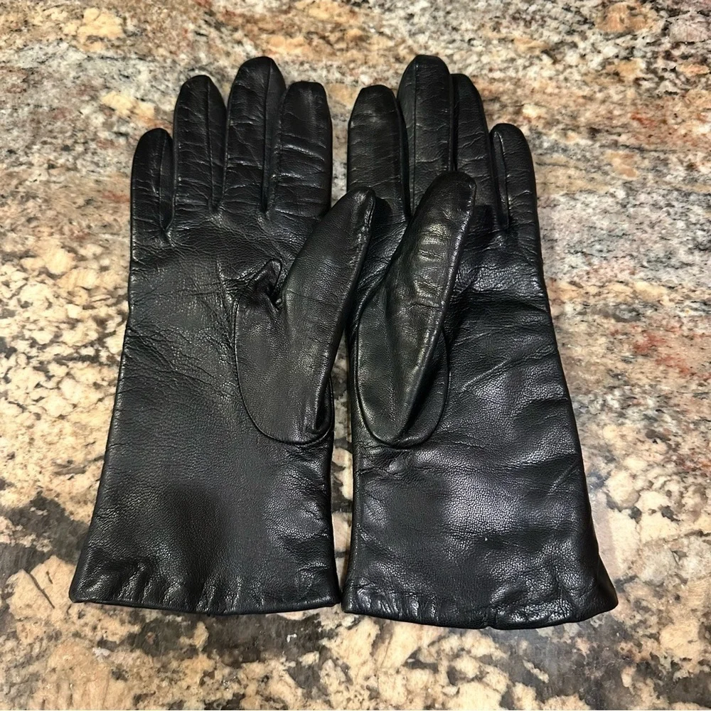 Vintage Fownes Leather Gloves Black Ladies Victorian Edgy Avant Garde Size 7